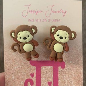 NEW Jessipa Jewelry Monkey Stud Earrings